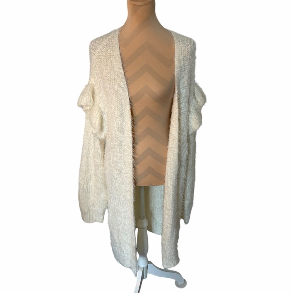 Make + Model Cream Open Front Cozy Knit Cardigan Sweater M/L